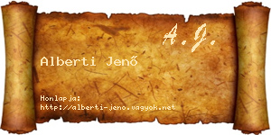 Alberti Jenő névjegykártya